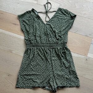 Polka Dot Green Womens Romper